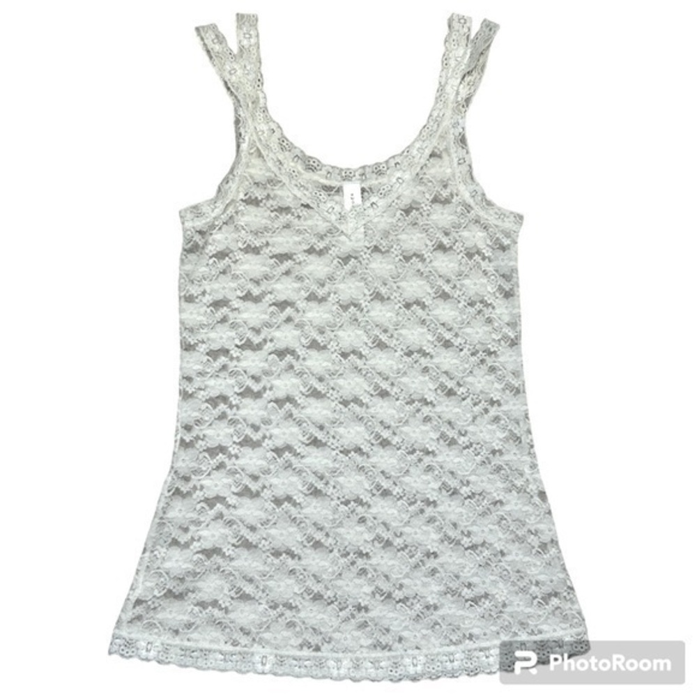 WOMENS APOSTROPHE DELICATE IVORY LACE TANK TOP, SIZE S
